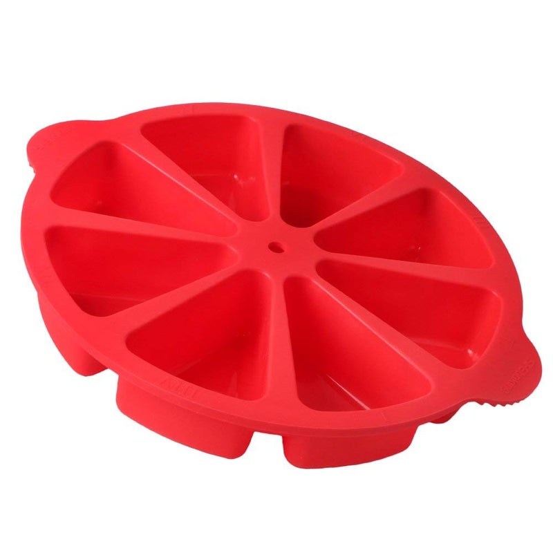 SHEbaking Scone Pan Silicone Triangle Cake Mold for Baking Nonstick Cornbread Pan 8 Cavity Pie Silicone Mold Perfect for Brownies, Muffin, Cupcake, Soap, polenta, or biscuits (Red) - Image 2